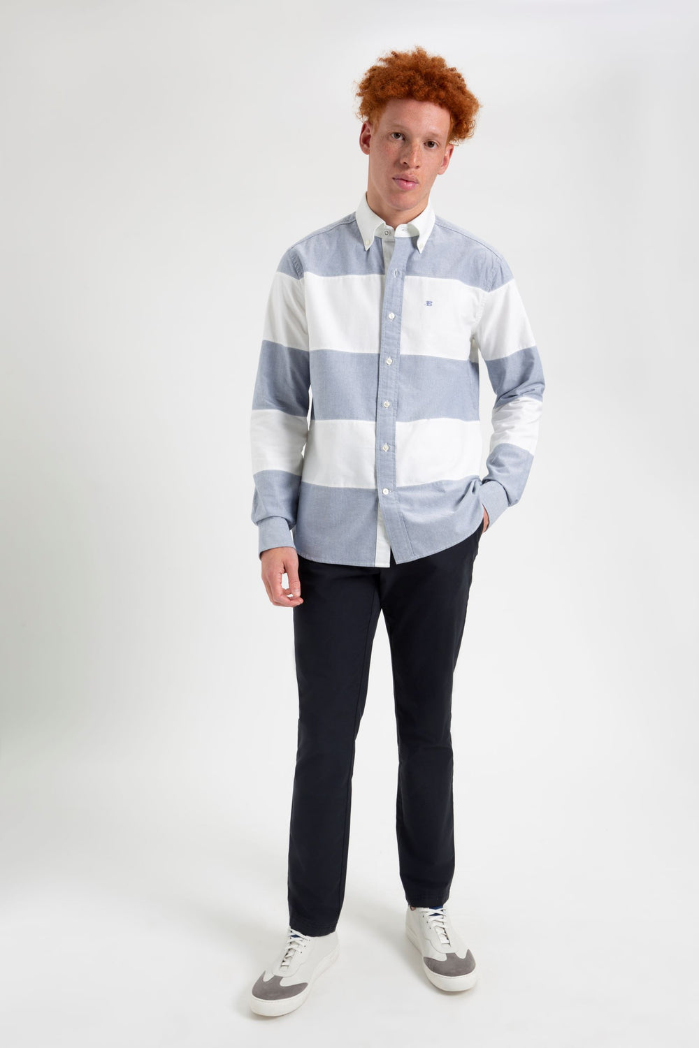 Chemises Ben Sherman Brighton Oxford Organic Garment Dye Rugby Bleu Marine | MUW-06566859